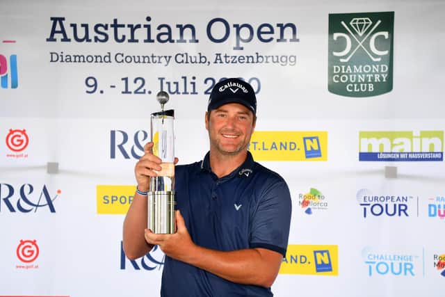 Marc Warren poses with the trophy after winning the Austrian Open at Diamond Country Club, near Vienna. Picture: Stuart Franklin/Getty Images