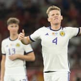 Scotland's Scott McTominay looks dejected as his goal against Spain is ruled out by VAR. (Photo by Craig Foy / SNS Group)
