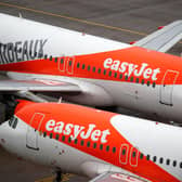 EasyJet airplanes are parked on the tarmac. Picture: Hannibal Hanschke/POOL/AFP via Getty Images