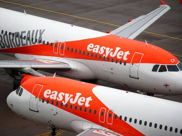 EasyJet airplanes are parked on the tarmac. Picture: Hannibal Hanschke/POOL/AFP via Getty Images