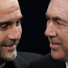 Pep Guardiola and Carlo Ancelotti go head-to-head when Manchester City host Real Madrid in the Champions League semi-final second leg. (Photo by Julian Finney/Getty Images)