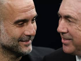 Pep Guardiola and Carlo Ancelotti go head-to-head when Manchester City host Real Madrid in the Champions League semi-final second leg. (Photo by Julian Finney/Getty Images)