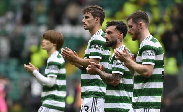 Even Celtic players walk round the pitch to applaud the few supporters who had stayed behind at the end had a sense of the merely dutiful about it on that sort of day for the champions.(Photo by Rob Casey / SNS Group)