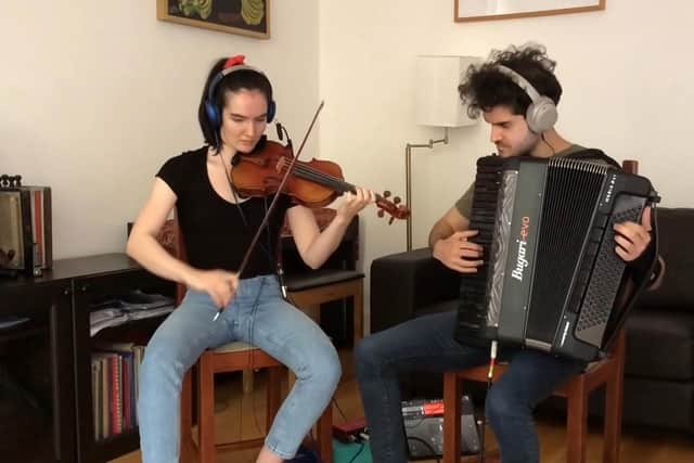Moilidh NicGriogair and Zach Ronan of Dlú