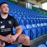 Zander Fagerson at Scotstoun on Wednesday for the unveiling of the new Glasgow Warrior playing kits. Picture: SRU/SNS