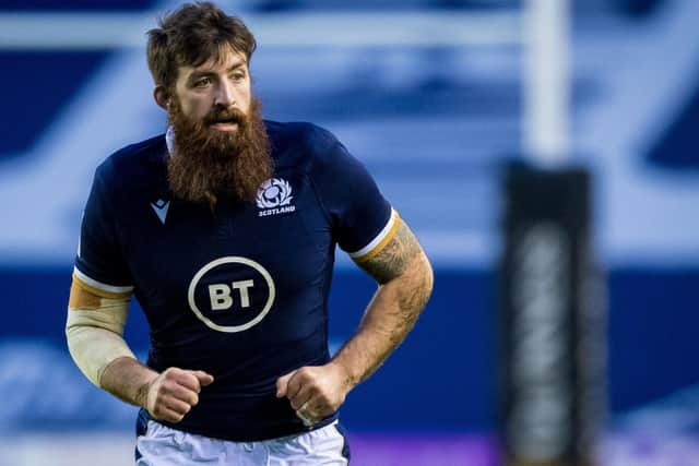 Gary Graham in action for Scotland against Wales during  the 2021 Guinness Six Nations. (Photo by Ross Parker / SNS Group)