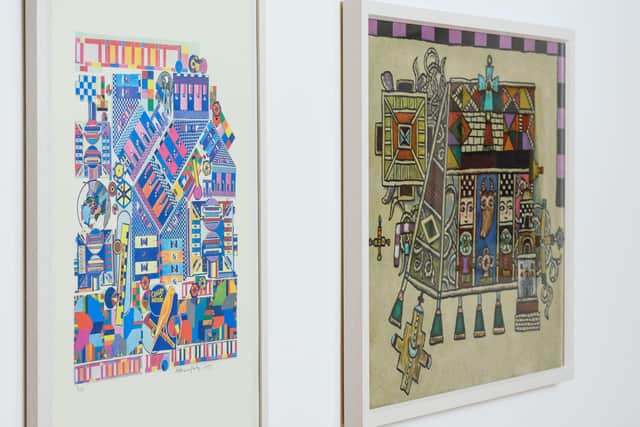 Work by Eduardo Paolozzi and Alan Davie as part of the Mathilda Hall show at the MacRobert