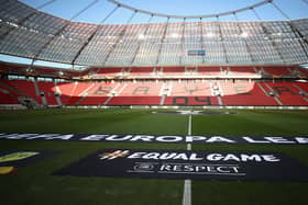 A general view of Bayer Leverkusen's BayArena stadium