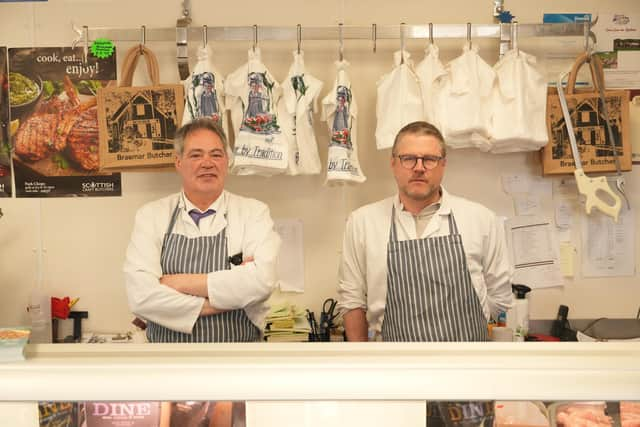 Neil Menzies, owner of N.G Menzies Butchers, and Roy Davison (pic: Katharine Hay)