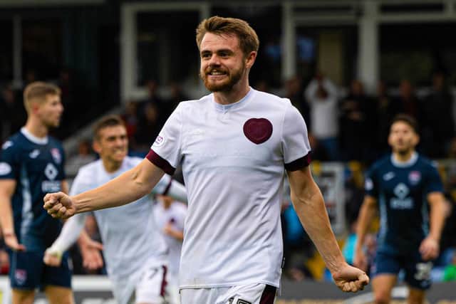 Hearts' Alan Forrest celebrates scoring to make it 1-0 against Ross County. (Photo by Mark Scates / SNS Group)