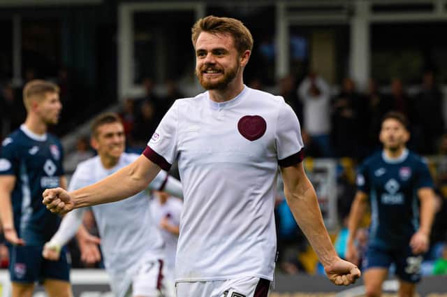 Hearts' Alan Forrest celebrates scoring to make it 1-0 against Ross County. (Photo by Mark Scates / SNS Group)
