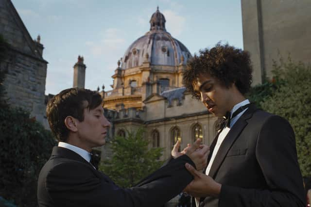 Barry Keoghan and Archie Madekwe in Saltburn