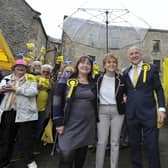 Gaily Hendry (far left) pictured with First Minister Nicola Sturgeon and Calum Kerr (far right) in Hawick. Picture: JPI Media
