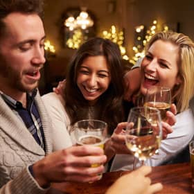A group of friends enjoying an evening at the pub