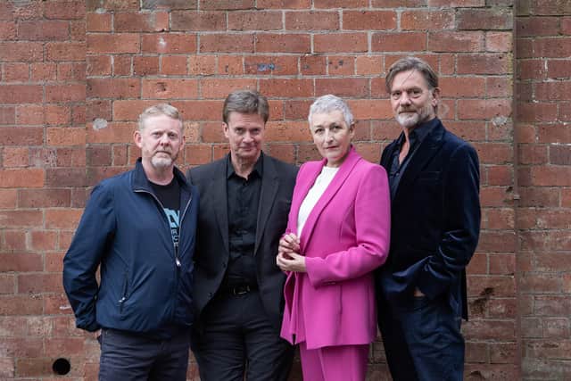 Taggart stars Colin McCredie, James MacPherson, Blythe Duff and John Michie were reunited in Glasgow to mark the show's 40th anniversary. Picture: Kirsty Anderson/STV