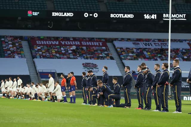 Some Scotland and England team members chose to kneel and others did not ahead of their Six Nations match at Twickenham. (Picture: David Rogers/Getty Images)