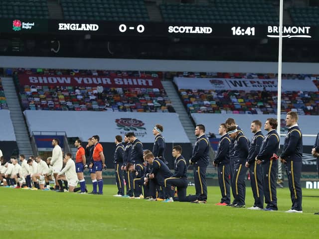 Some Scotland and England team members chose to kneel and others did not ahead of their Six Nations match at Twickenham. (Picture: David Rogers/Getty Images)