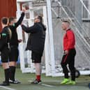 David Cox was booked during the first half of Albion Rovers' match with Stenhousemuir (Picture: Dave Johnston)