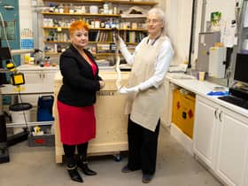 Bailie Annette Christie, chair of Glasgow Life and convenor for culture, sport and international relations for Glasgow City Council (left) and Steph de Roemer (Glasgow Life Conservator) (right) as Indian artefacts are being packed up before they are shipped. Picture: Alan Harvey/SNS Group