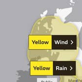 The wind warning will be in force for 24 hours from noon on Sunday. Picture: Met Office