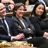 SNP Westminster leader Stephen Flynn (left) sitting next to deputy leader Mhairi Black (centre) at Prime Minister's Questions. Picture: Jessica Taylor/UK PARLIAMENT/AFP via Getty Images
