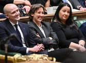 SNP Westminster leader Stephen Flynn (left) sitting next to deputy leader Mhairi Black (centre) at Prime Minister's Questions. Picture: Jessica Taylor/UK PARLIAMENT/AFP via Getty Images