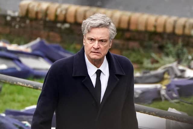 Colin Firth on set in Bathgate, West Lothian, during filming for an upcoming Sky series about the Lockerbie bombing. Picture: Andrew Milligan/PA Wire