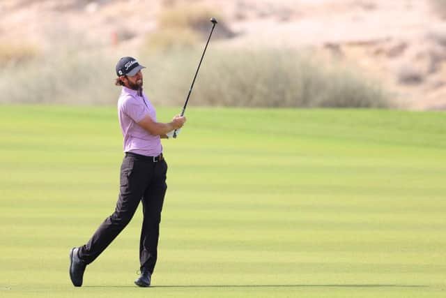 Scott Jamieson plays his second shot on the 13th hole during day one of the Commercial Bank Qatar Masters at Education City Golf Club in Doha. Picture: Warren Little/Getty Images.