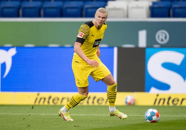 Borussia Dortmund striker Erling Haaland could be back in action for the second leg of the Europa League tie against Rangers at Ibrox next week. (Photo by Alexander Scheuber/Getty Images)