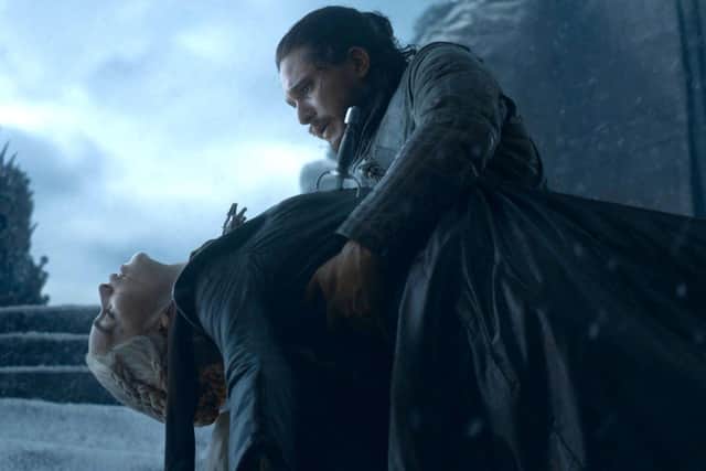 Jon Snow (Kit Harrington) after killing Daenerys Targaryen (Emilia Clarke) in Game of Thrones (HBO)