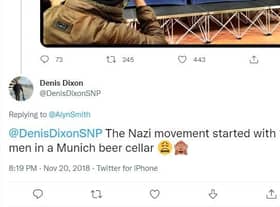 The post from SNP candidate and incumbent councillor, Denis Dixon.