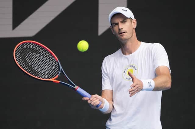 Britain's Andy Murray plays a forehand return during a practice session ahead of the Australian Open, where he faces Matteo Berrettini in the first round.