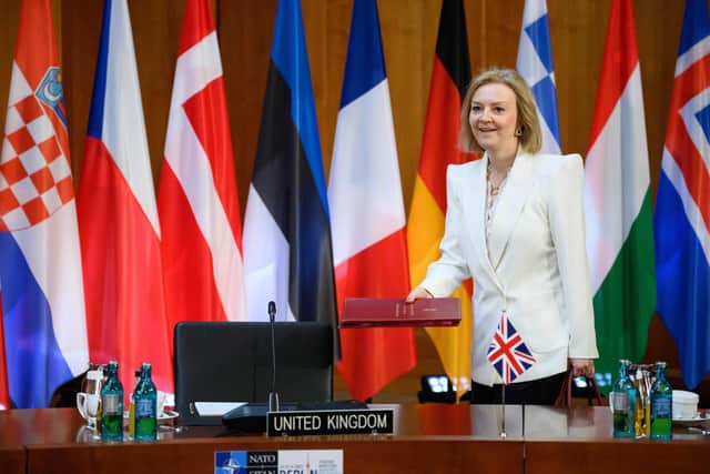 Foreign Secretary Liz Truss, seen at a meeting of Nato ministers in Berlin, on Sunday (Picture: Bernd von Jutrczenka/pool/AFP via Getty Images)