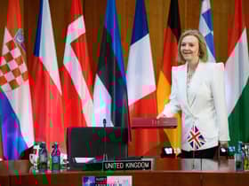 Foreign Secretary Liz Truss, seen at a meeting of Nato ministers in Berlin, on Sunday (Picture: Bernd von Jutrczenka/pool/AFP via Getty Images)