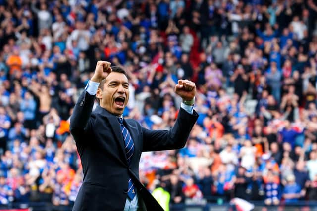 The emotion shown by Rangers manager Giovanni van Bronckhorst at the end of his team's Scottish Cup semi-final defeat demonstrated how much it meant to him after back-to-back derby losses, says former Ibrox team-mate Alan Hutton. He believes the boost given to his old team by "massive" wins at Hampden and in Europe provides hope they can chase league leaders Celtic all the way. (Photo by Alan Harvey / SNS Group)