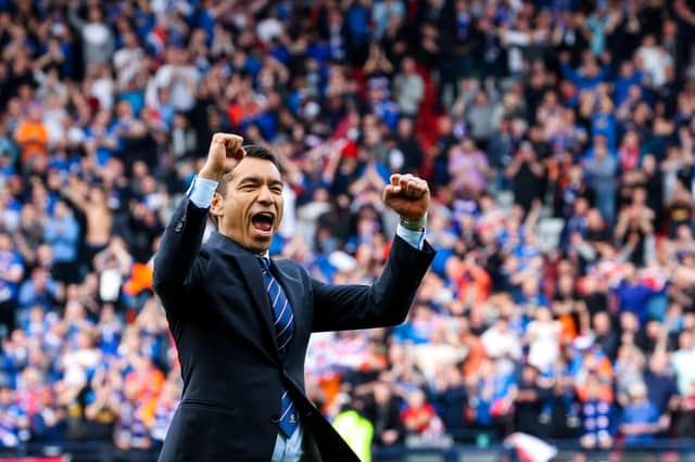 The emotion shown by Rangers manager Giovanni van Bronckhorst at the end of his team's Scottish Cup semi-final defeat demonstrated how much it meant to him after back-to-back derby losses, says former Ibrox team-mate Alan Hutton. He believes the boost given to his old team by "massive" wins at Hampden and in Europe provides hope they can chase league leaders Celtic all the way. (Photo by Alan Harvey / SNS Group)
