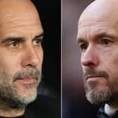 Pep Guardiola of Manchester City and Erik ten Hag of Manchester United go head to head in the FA Cup final at Wembley on Saturday. (Photo by Julian Finney/Getty Images)