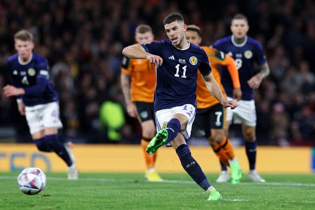 Ryan Christie confidently converts his penalty to give Scotland a 2-1 lead over Republic of Ireland.