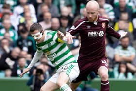 Callum McGregor and Liam Boyce during a match between Celtic and Hearts last season. (Photo by Alan Harvey / SNS Group)