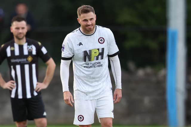 David Goodwillie played as a trialist for Glasgow United in a friendly match against Pollok on July 12. (Photo by Ross MacDonald / SNS Group)