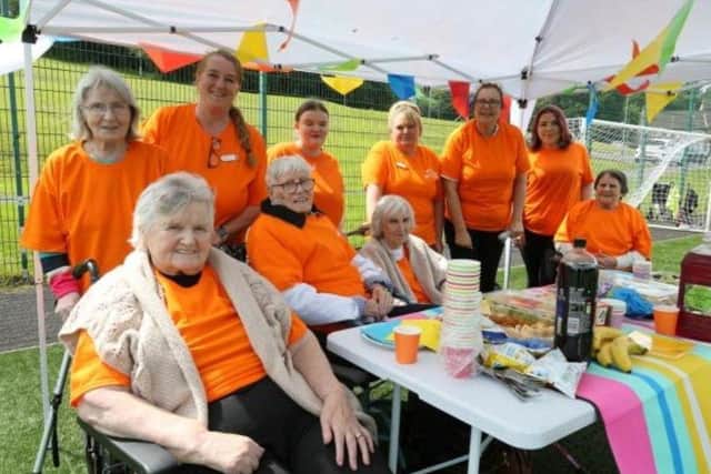 Residents and colleagues from HC-One Scotland’s Merino Court Care Home Shannon Doyle, Esther Neeson, Agnes Clarke, Helen Johnstone, Margaret O’Hagan, Ian McCorkindale, Mia Alexander, Marilyn Crookes, and Elizabeth Reid at ‘Going For Gold Event’