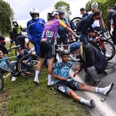 The aftermath of the Tour de France crash. Picture: Reuters