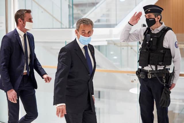 A Paris court on Monday found French former President Nicolas Sarkozy guilty of corruption and influence peddling and sentenced him to one year in prison and a two-year suspended sentence. (Photo by Kiran Ridley/Getty Images)