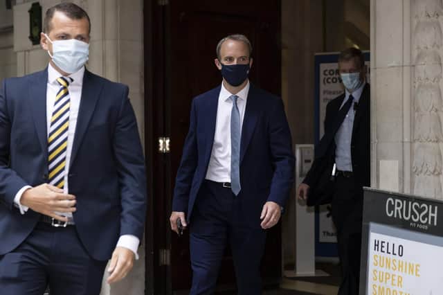 Dominic Raab is back in London to help deal with the Afghanistan crisis following the fall of Kabul to the Taliban (Picture: Dan Kitwood/Getty Images)