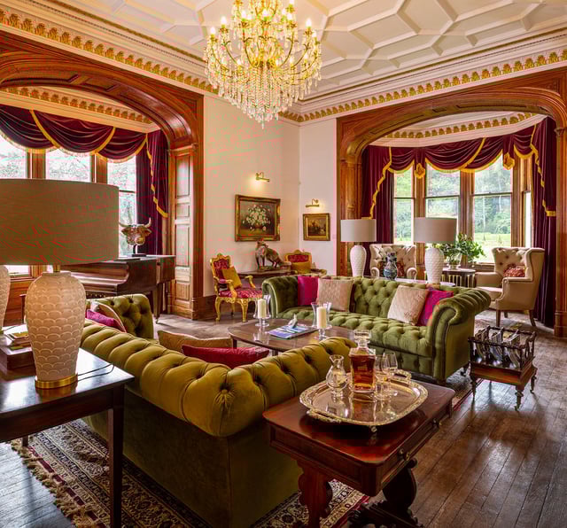 A grand reception room in the castle