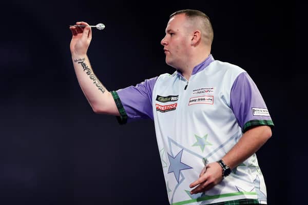 Ryan Murray en route to victory over Lourence Ilagan at the William Hill World Darts Championship at Alexandra Palace.