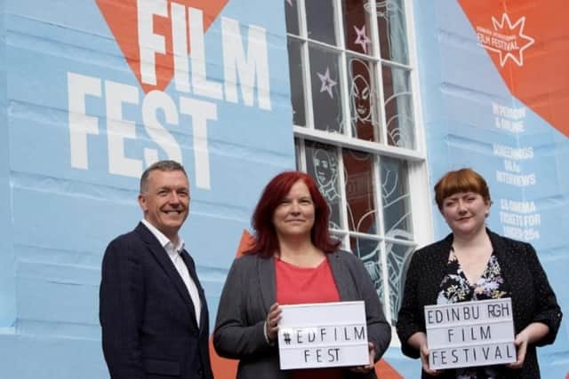 Ken Hay on the Edinburgh International Film Festival red carpet outside the Filmhouse cinema with former producer Holly Daniel and former head of development Juliet Tweedie in 2021.