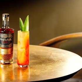 Thai Sunset cocktail made with Phraya Rum