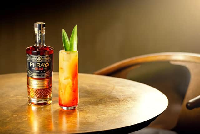 Thai Sunset cocktail made with Phraya Rum
