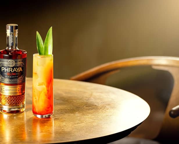 Thai Sunset cocktail made with Phraya Rum